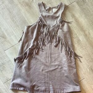 Fringe Sleeveless Dress - Gray